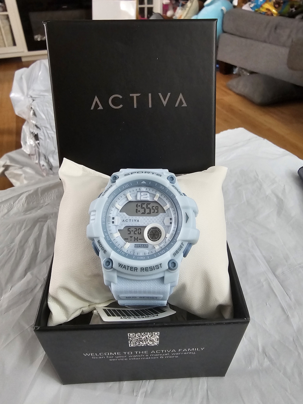 Activa X Invicta Light Blue Digital Sports Watch with Silicone Strap